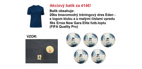 Akciový balík - 20ks tréningový dres Eden tmavomodrá + logo klubu + malé číslo vpredu