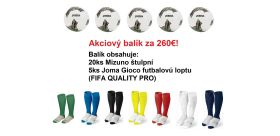 Akciový balík - 20ks Mizuno štulpne + 5ks Joma Gioco futb.lopta