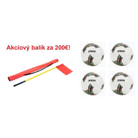 Akciový balík: rohové zástavky flexibilné s puzdrom - 1sada + futbalová lopta JOMA Gioco - 4ks